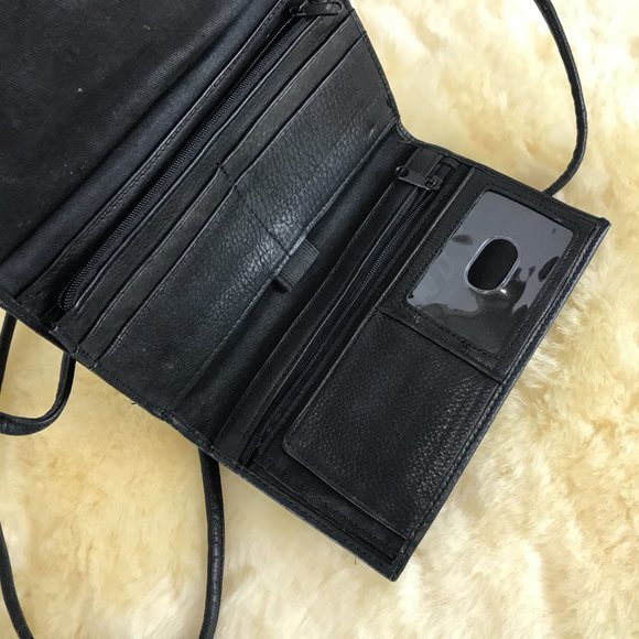 Fossil black leather crossbody wallet - Picture 3 of 5